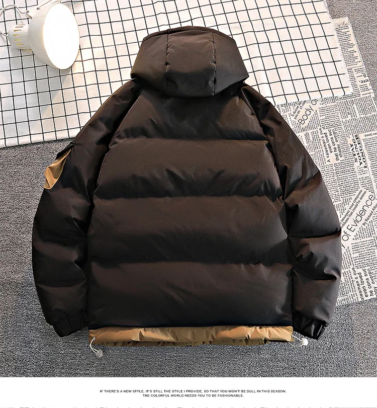 Fashion Men Casual Solid Color Hooded Parkas Male Black Khaki Warm Male Coat Padded Jacket Men Winter Parkas Thick Jacket Coats
