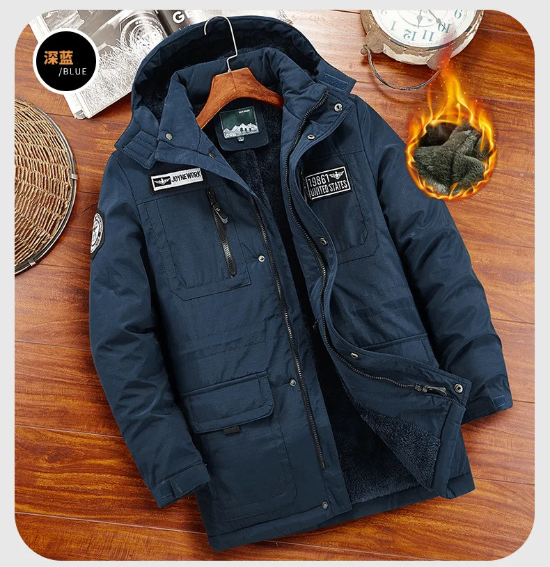 Fashion Winter Parka Military Men Thicken Hooded Coats Casual Warm Windbreaker Male Military Winter Jackets Outerwear Clothing