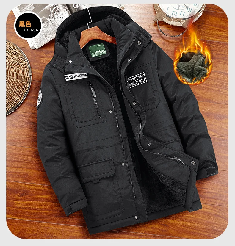 Fashion Winter Parka Military Men Thicken Hooded Coats Casual Warm Windbreaker Male Military Winter Jackets Outerwear Clothing