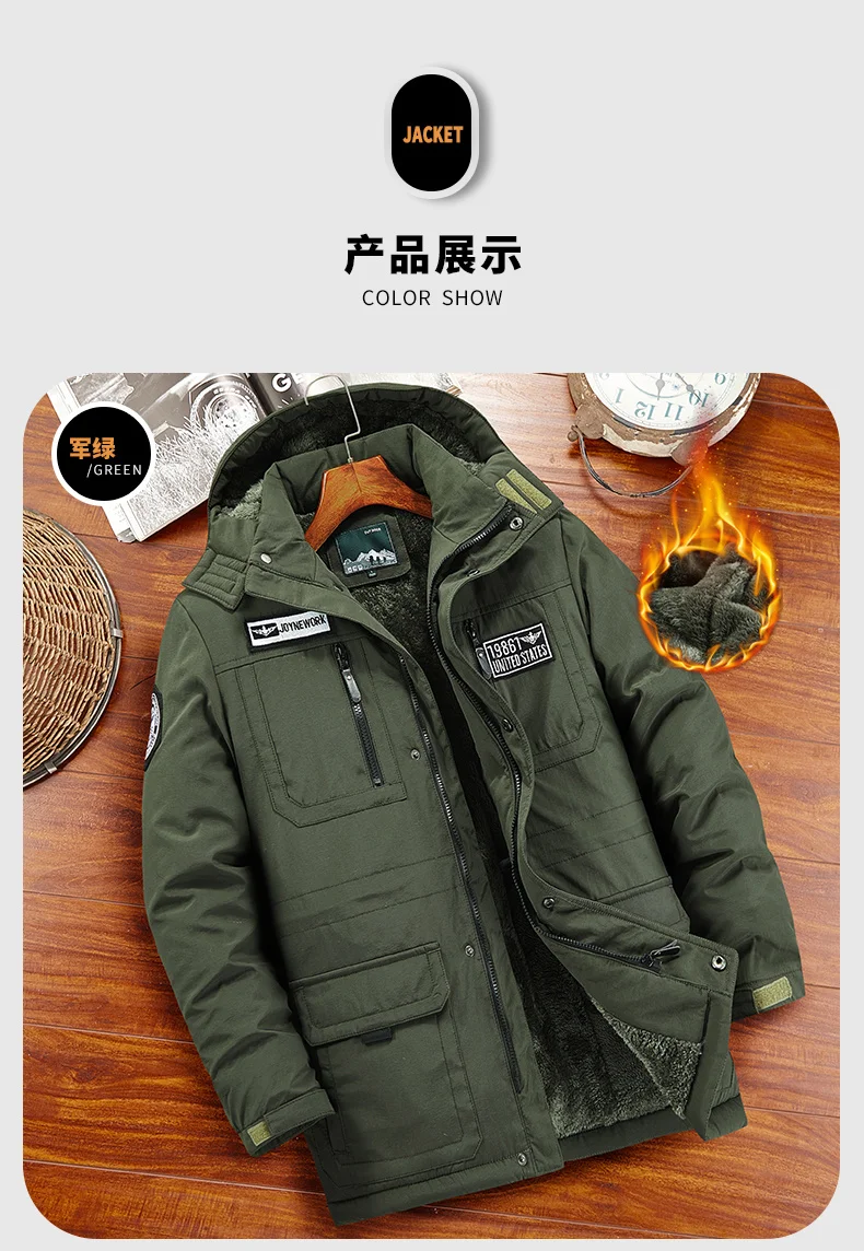 Fashion Winter Parka Military Men Thicken Hooded Coats Casual Warm Windbreaker Male Military Winter Jackets Outerwear Clothing