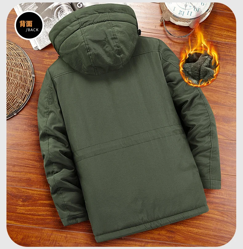 Fashion Winter Parka Military Men Thicken Hooded Coats Casual Warm Windbreaker Male Military Winter Jackets Outerwear Clothing