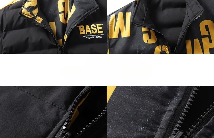 Streetwear Parkas Men Double-Sided Wear Men's Puffer Jacket Outdoor Winter Thickened Down Coat Letter Print Casual Parka Coats