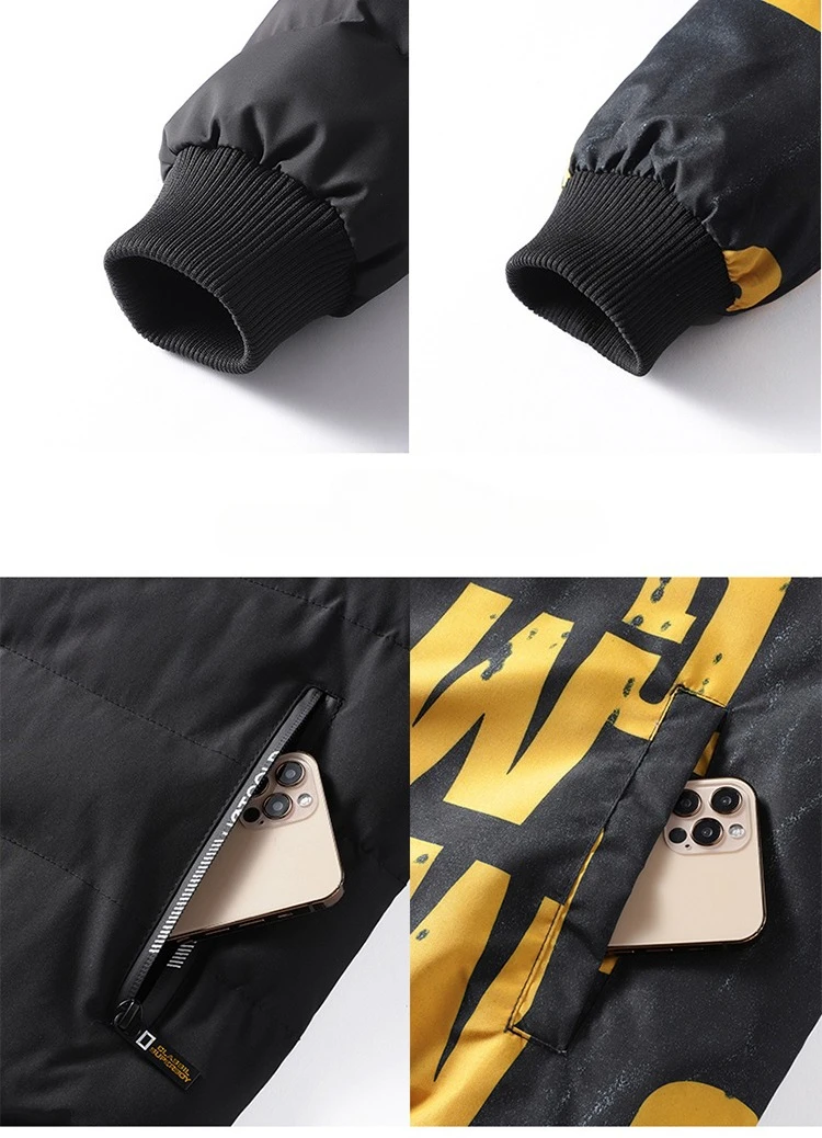 Streetwear Parkas Men Double-Sided Wear Men's Puffer Jacket Outdoor Winter Thickened Down Coat Letter Print Casual Parka Coats