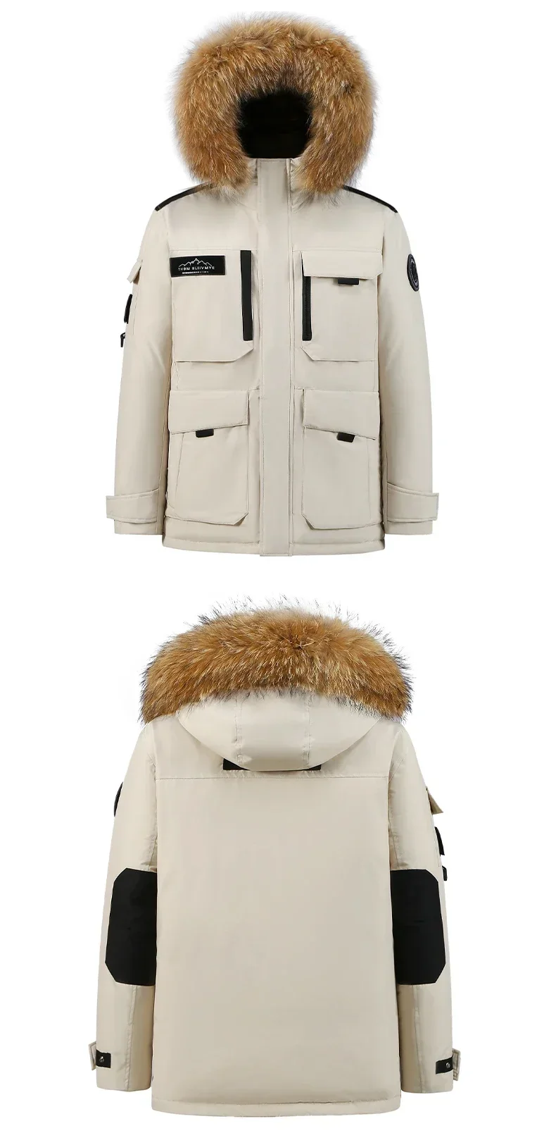 2026 Winter Mens Hooded Fur Collar Duck Down Coats High Quality Waterproof Coats Fashion Parkas Male Casual Warm Down Jackets
