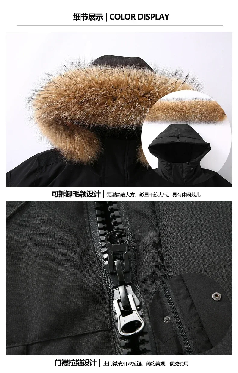 2026 Winter Mens Hooded Fur Collar Duck Down Coats High Quality Waterproof Coats Fashion Parkas Male Casual Warm Down Jackets