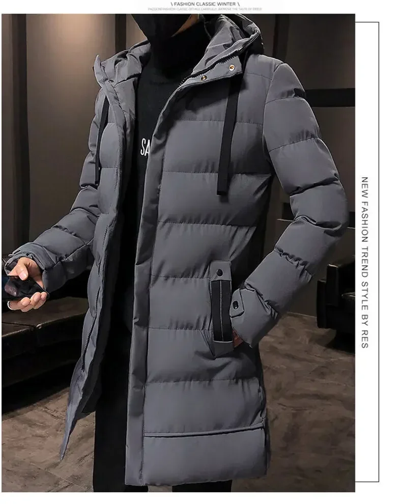 Thicken Warm Men Long Parka Fashion Brand Casual Winter Windbreaker Jacket with Hood Coats Fashion Clothing for Men All-match