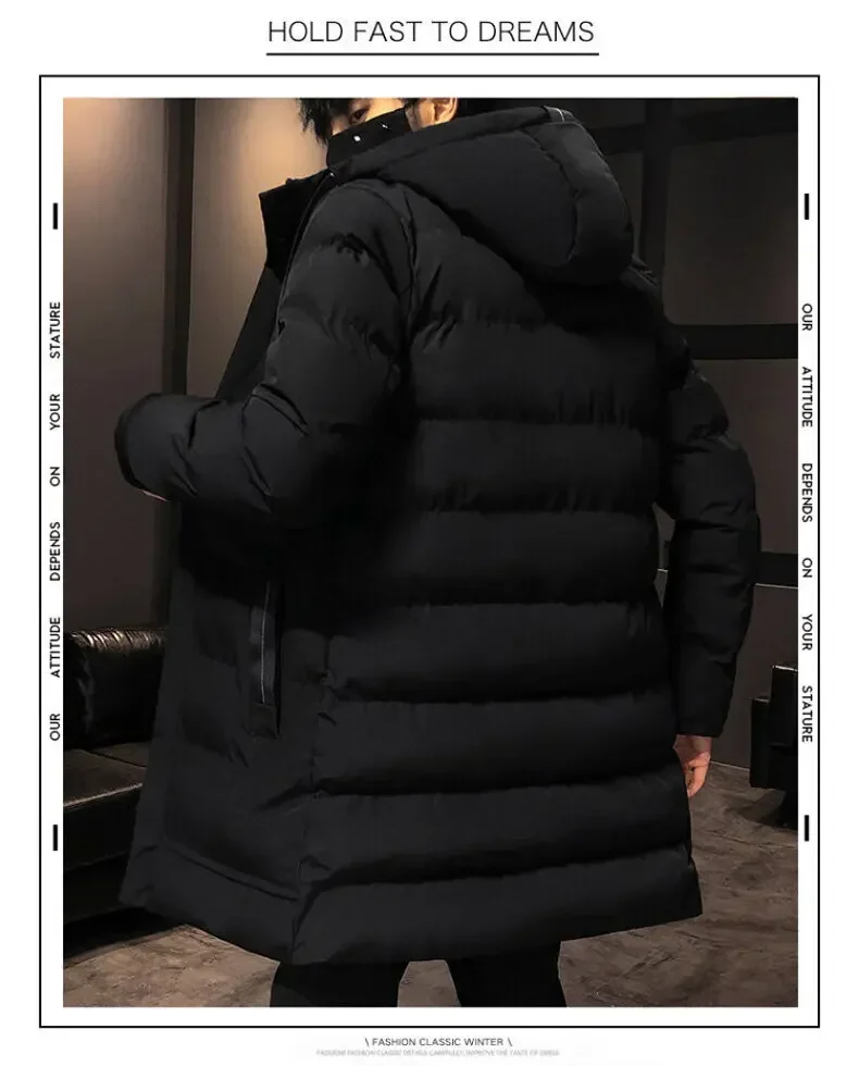 Thicken Warm Men Long Parka Fashion Brand Casual Winter Windbreaker Jacket with Hood Coats Fashion Clothing for Men All-match
