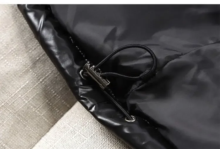 Mens Glossy Parka Casual White Duck Hooded Down Jacket Waterproof Windproof Ski Thick Warm Outwear Men Winter Fashion Shiny Coat