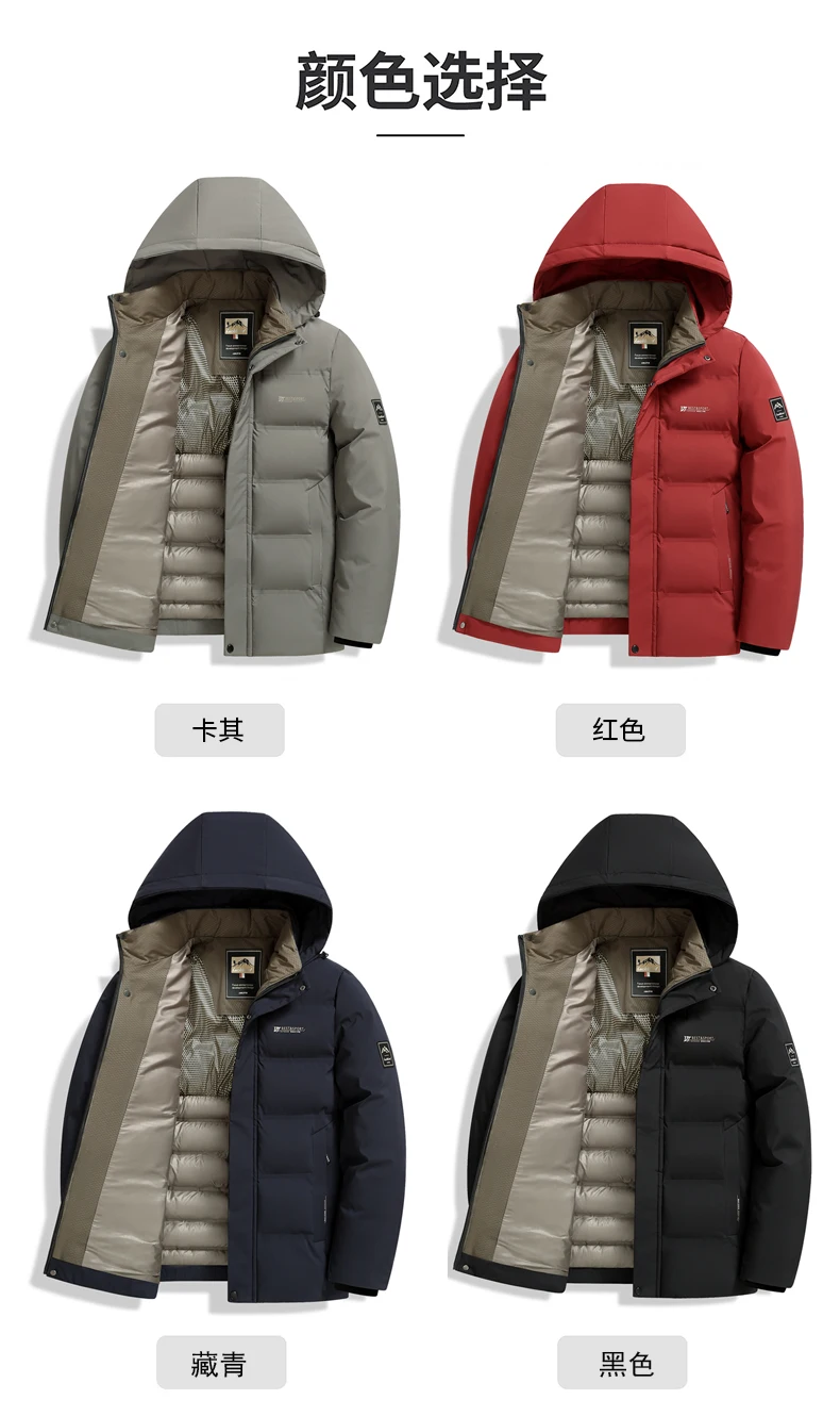 Men's Outdoor Winter Coat Parkas Middle-aged and Elderly Padded Men's Down Warm Padded Jacket Winter Removable Hooded Parkas