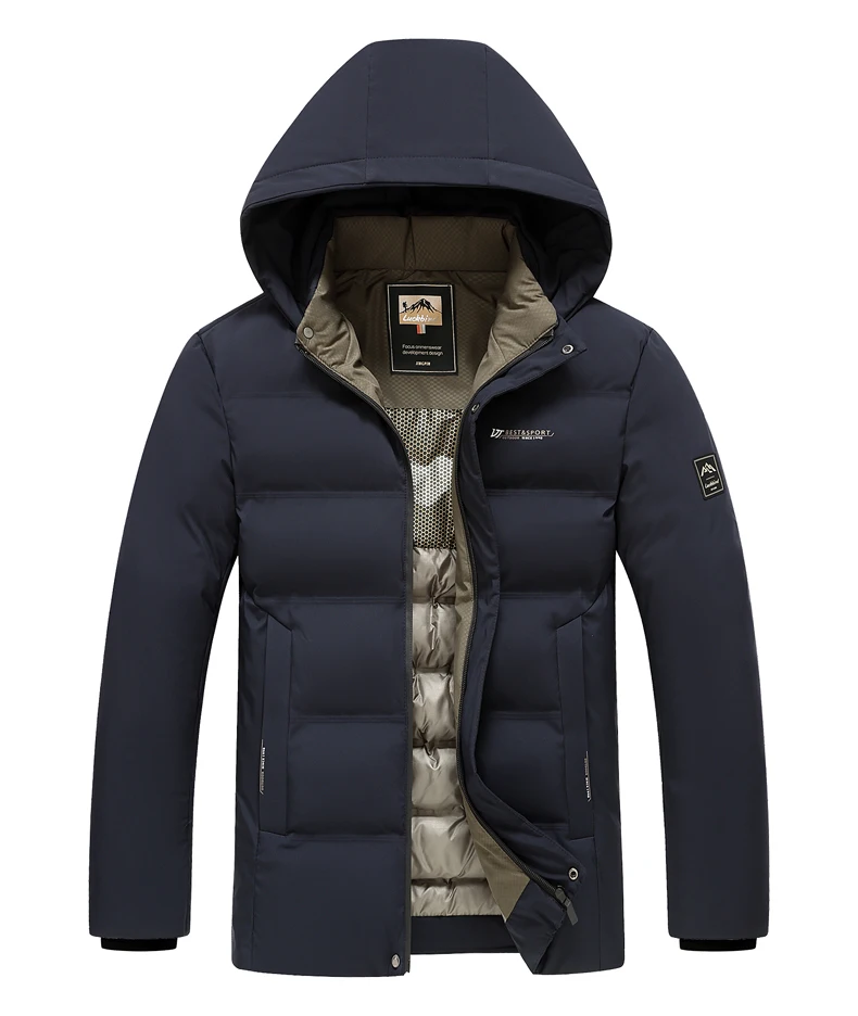 Men's Outdoor Winter Coat Parkas Middle-aged and Elderly Padded Men's Down Warm Padded Jacket Winter Removable Hooded Parkas