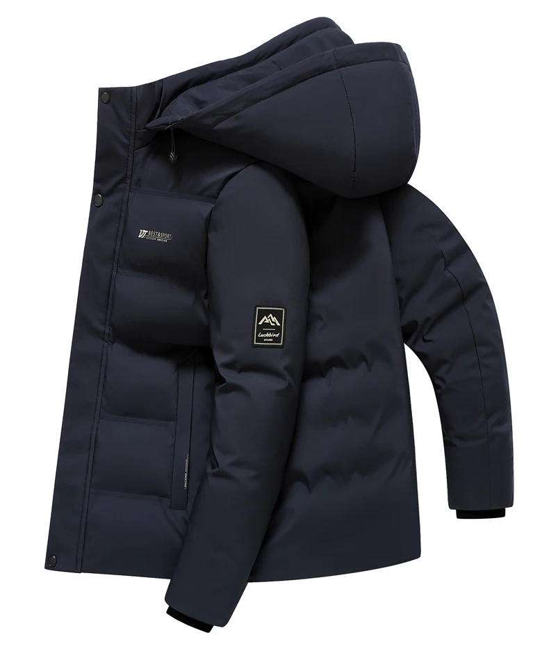 Men's Outdoor Winter Coat Parkas Middle-aged and Elderly Padded Men's Down Warm Padded Jacket Winter Removable Hooded Parkas