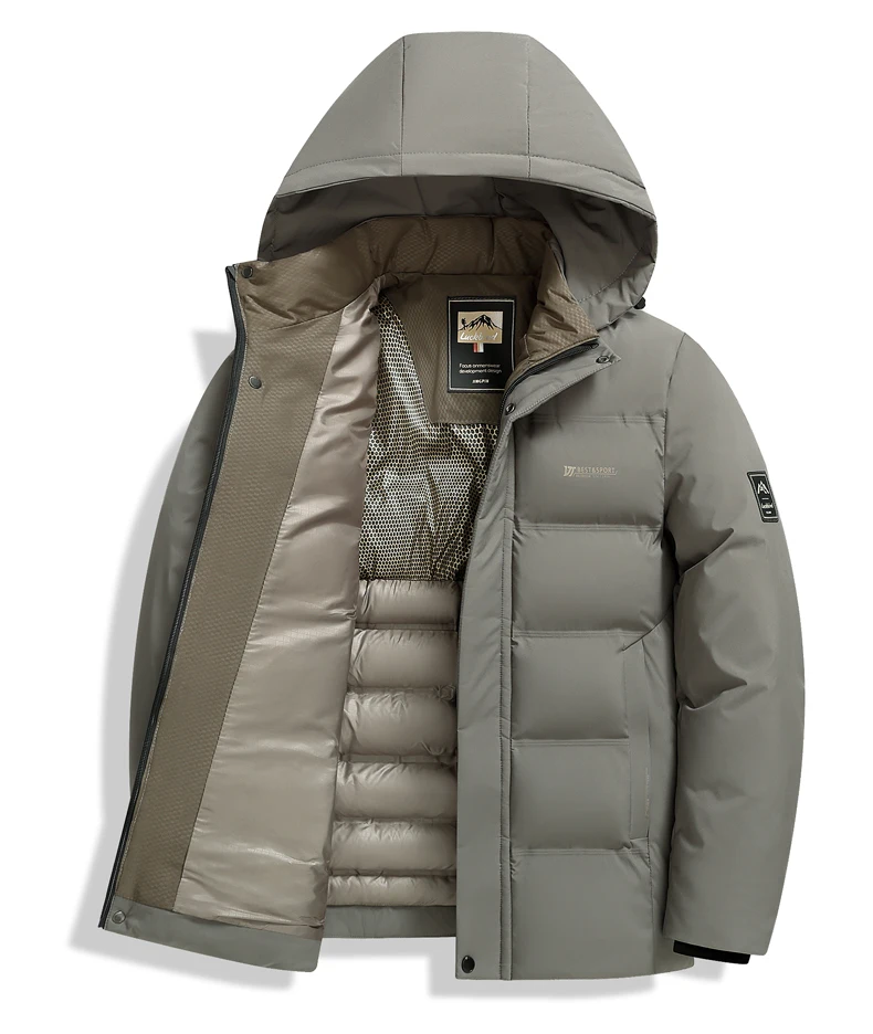 Men's Outdoor Winter Coat Parkas Middle-aged and Elderly Padded Men's Down Warm Padded Jacket Winter Removable Hooded Parkas