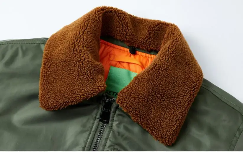 Men's Winter Warm Flight Bomber Parkas With Fur Collar Cotton Padded Thick Thermal Overcoat Pilot Jacket