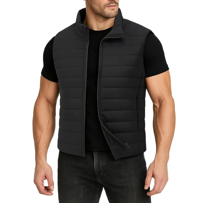 Animal Game Outdoor Men's Casual Vest Jacket Lightweight Sleeveless Zipper Coat Warm Outerwear Down Vest with Pockets Work Coats