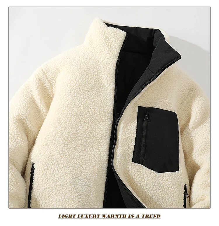 Korean Style Trendy Winter Clothing Men's Parkas Wool Warm Coat Windproof Thick Coat Stand Collar Multi-color Men's Quality Coat