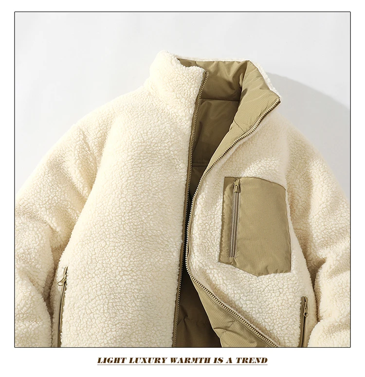 Korean Style Trendy Winter Clothing Men's Parkas Wool Warm Coat Windproof Thick Coat Stand Collar Multi-color Men's Quality Coat