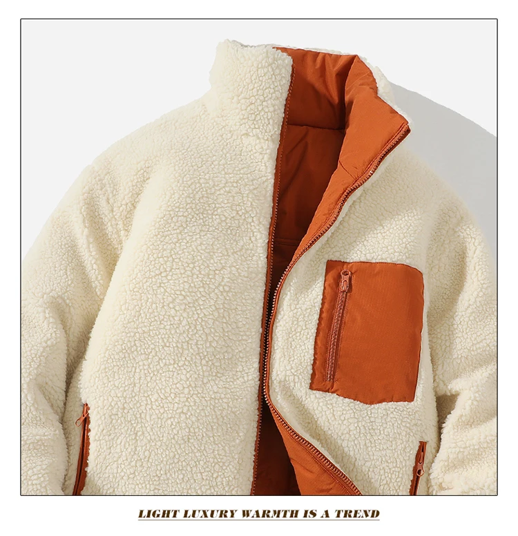 Korean Style Trendy Winter Clothing Men's Parkas Wool Warm Coat Windproof Thick Coat Stand Collar Multi-color Men's Quality Coat