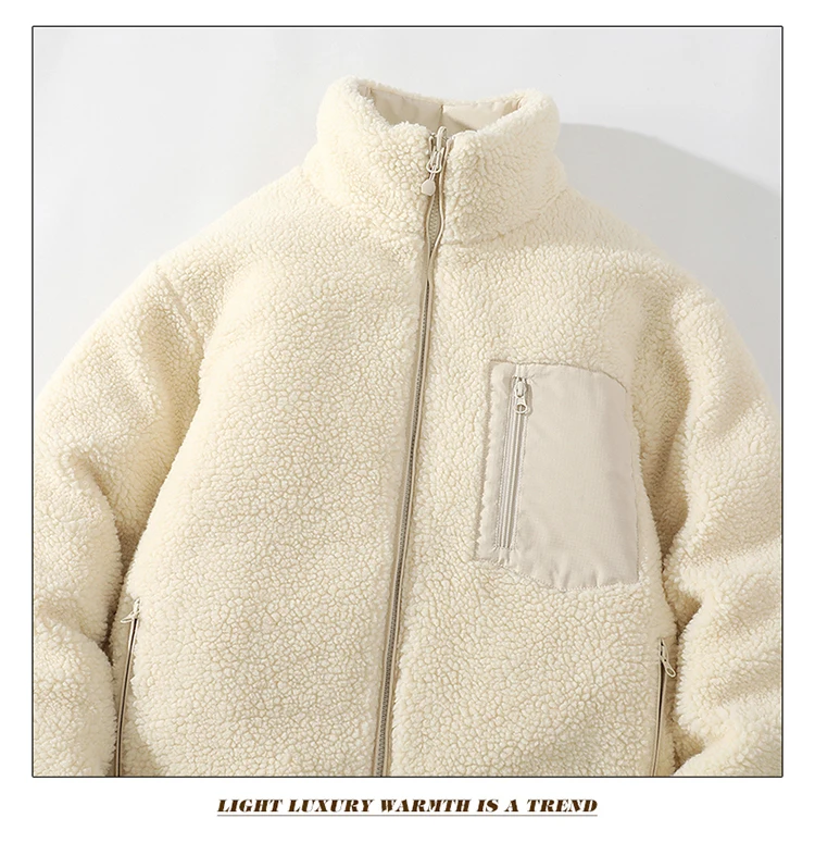 Korean Style Trendy Winter Clothing Men's Parkas Wool Warm Coat Windproof Thick Coat Stand Collar Multi-color Men's Quality Coat