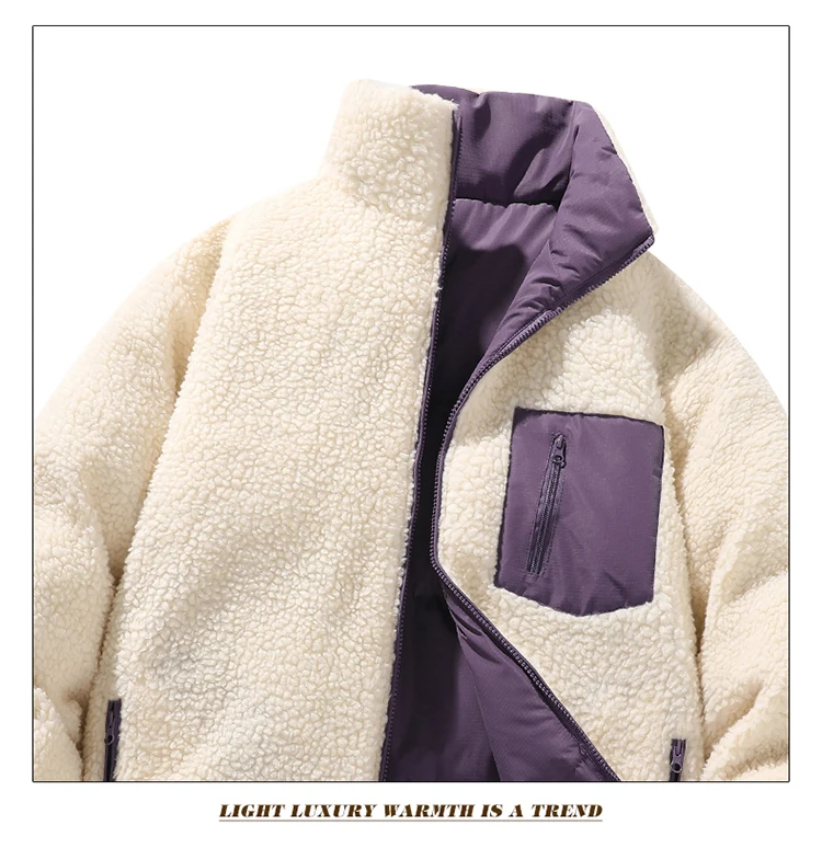 Korean Style Trendy Winter Clothing Men's Parkas Wool Warm Coat Windproof Thick Coat Stand Collar Multi-color Men's Quality Coat