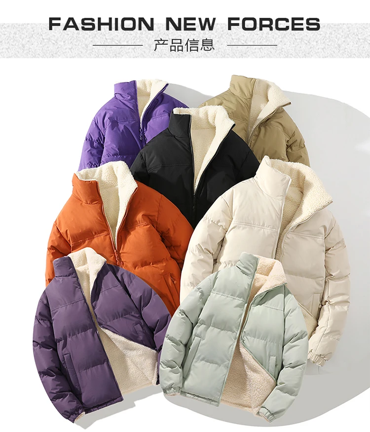 Korean Style Trendy Winter Clothing Men's Parkas Wool Warm Coat Windproof Thick Coat Stand Collar Multi-color Men's Quality Coat