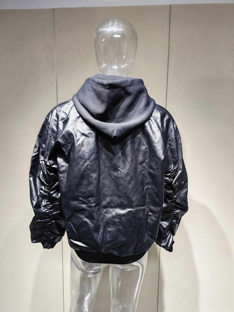 PFHQ Niche Men PU Leather Cotton Jacket American Style Fake Two-Piece Spliced Hooded Thickened Design Fashion Clothing 21E7548