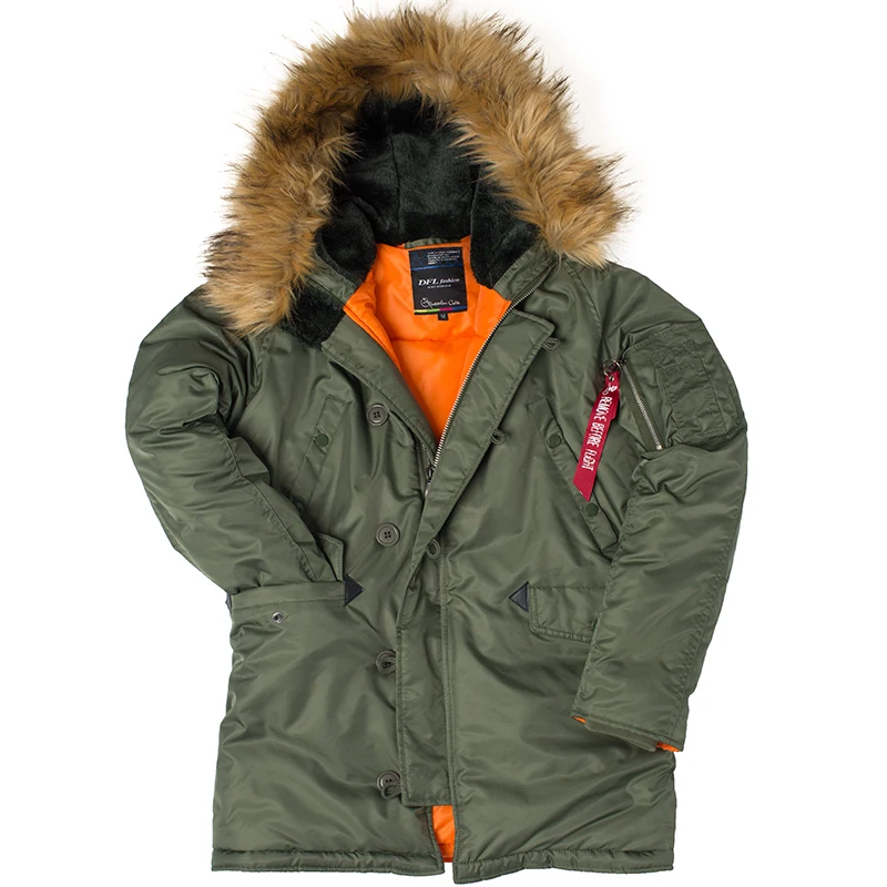 Army Korean Thick Parka Winter Fur Hood Warm Tactical Bomber N3B Puffer Men Long Windproof Parkas Coat Military Male Clothes