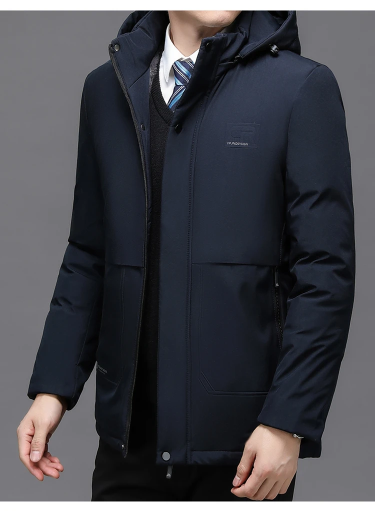 New Thick Velvet Parkas Coat Men Fashion Casual Fleece Warm Padded Jacket Winter Windproof Parkas Detachable Hooded Jacket
