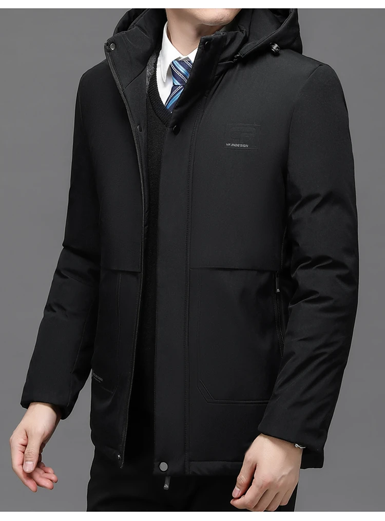 New Thick Velvet Parkas Coat Men Fashion Casual Fleece Warm Padded Jacket Winter Windproof Parkas Detachable Hooded Jacket