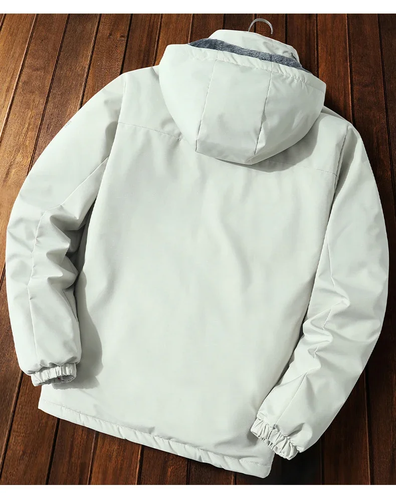 Winter Mens Thick Detachable Hat Fleece Parka Men Warm Parka Fleece Hooded Thermal Male Windproof Warm Casual Hooded Jacket Coat