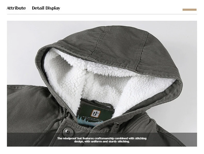 Cold Weather Outdoor Thickened Windproof Warm Men's Cotton Padded Jacket Hooded Streetwear Fashion Casual Parka Winter Coat