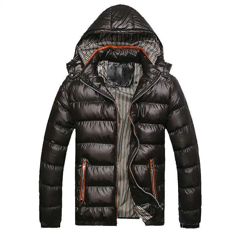 Winter Men's Hooded Parkas Thick Warm Casual Outwear Male Patchwork Fashion Padded Jackets Hat Detachable Slim Parkas Coats Man