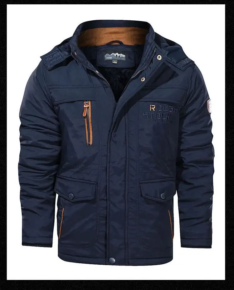 Men's Winter Tactial Jacket Fleece Lined Outdoor Parka Coat Hooded Windbreaker Military Thick Warm Outerwear Multi-pocket Parkas
