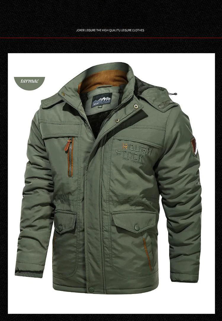 Men's Winter Tactial Jacket Fleece Lined Outdoor Parka Coat Hooded Windbreaker Military Thick Warm Outerwear Multi-pocket Parkas