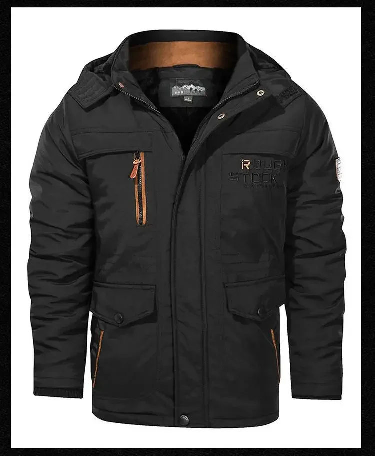 Men's Winter Tactial Jacket Fleece Lined Outdoor Parka Coat Hooded Windbreaker Military Thick Warm Outerwear Multi-pocket Parkas