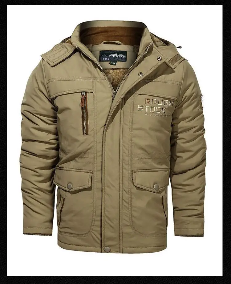 Men's Winter Tactial Jacket Fleece Lined Outdoor Parka Coat Hooded Windbreaker Military Thick Warm Outerwear Multi-pocket Parkas