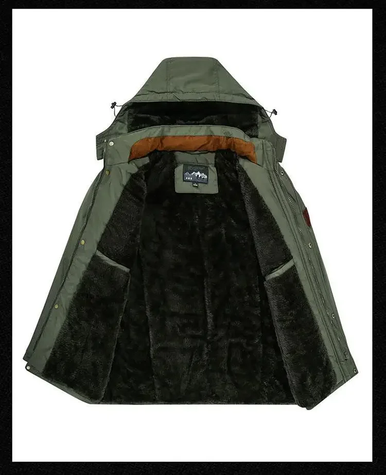 Men's Winter Tactial Jacket Fleece Lined Outdoor Parka Coat Hooded Windbreaker Military Thick Warm Outerwear Multi-pocket Parkas