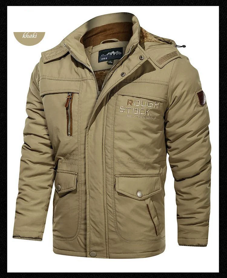 Men's Winter Tactial Jacket Fleece Lined Outdoor Parka Coat Hooded Windbreaker Military Thick Warm Outerwear Multi-pocket Parkas