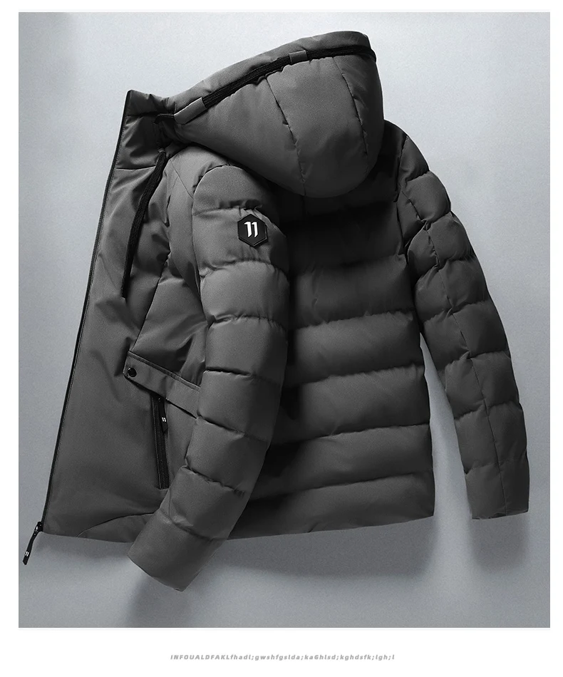 Mens Winter Hooded Jacket Cotton Padded Parka Coat Men's New Fashion Down Cotton Jacket Korean Style Casual Mens Overcoat