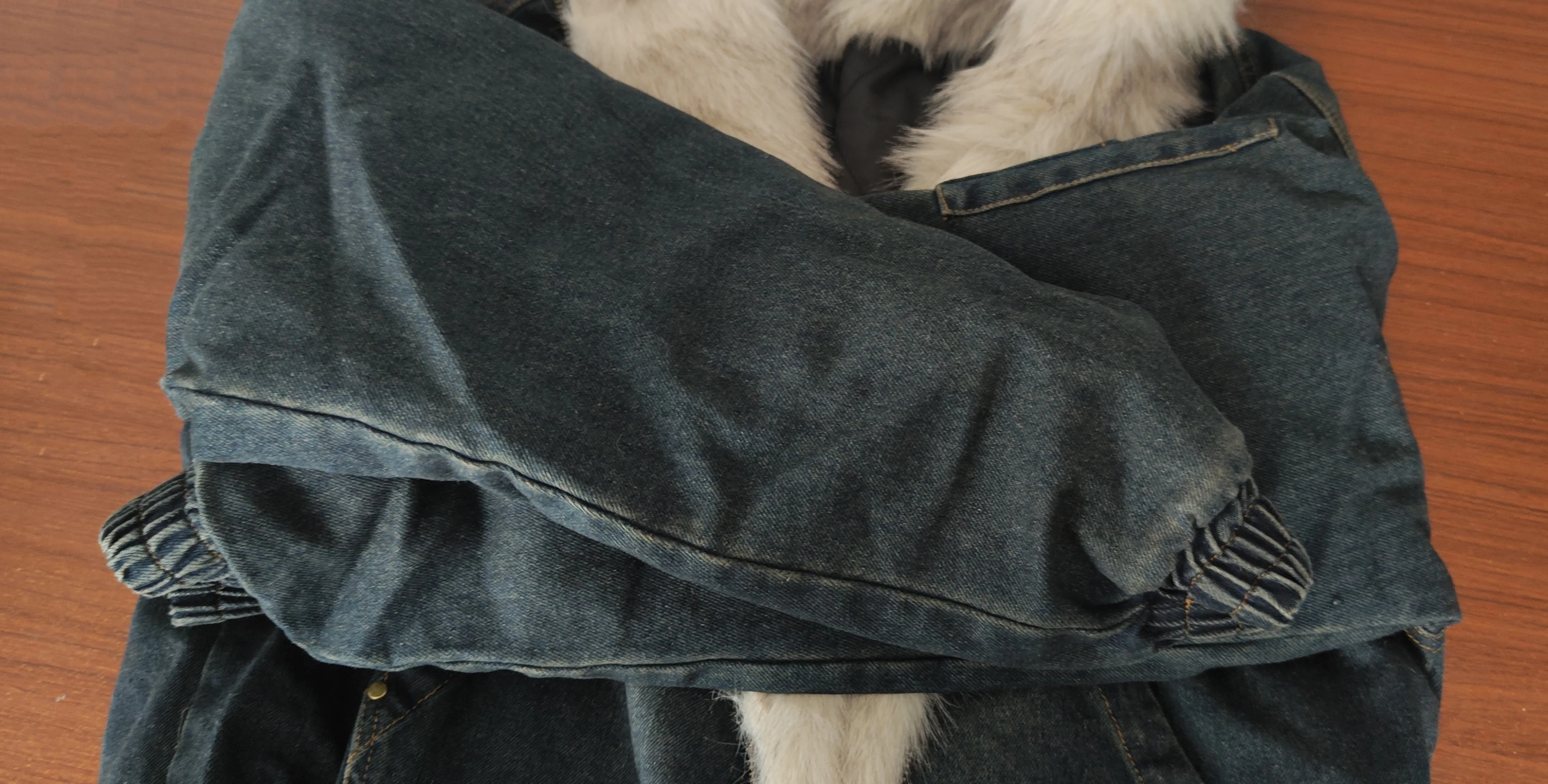 Vintage Denim Parkas Fur Warm Padded Jackets Men Streetwear Harajuku Oversized Bubble Coat Outwear
