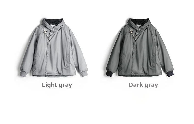 Maden Vintage N-3B Gray Parka for Men Toggle Buttons Hooded Short Coat Heavyweight Thermal Padded Jacket for Autumn Winter
