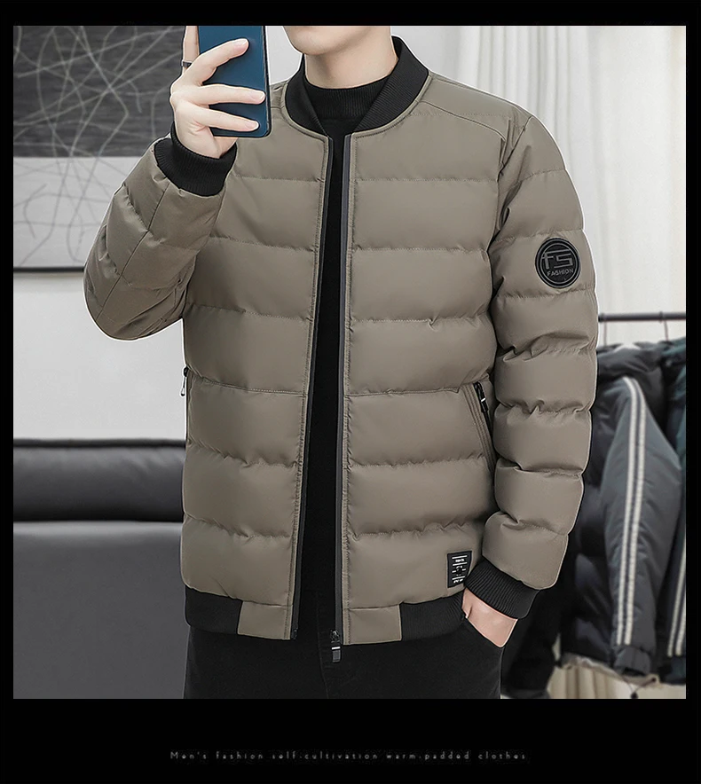 New Men's Outdoor Fashion Trend Windproof Warm Cotton Clothes Comfortable Versatile Breathable Sports Leisure Collar Jacket