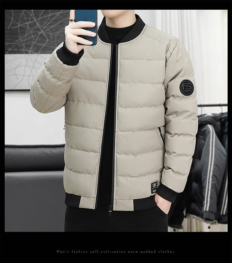 New Men's Outdoor Fashion Trend Windproof Warm Cotton Clothes Comfortable Versatile Breathable Sports Leisure Collar Jacket