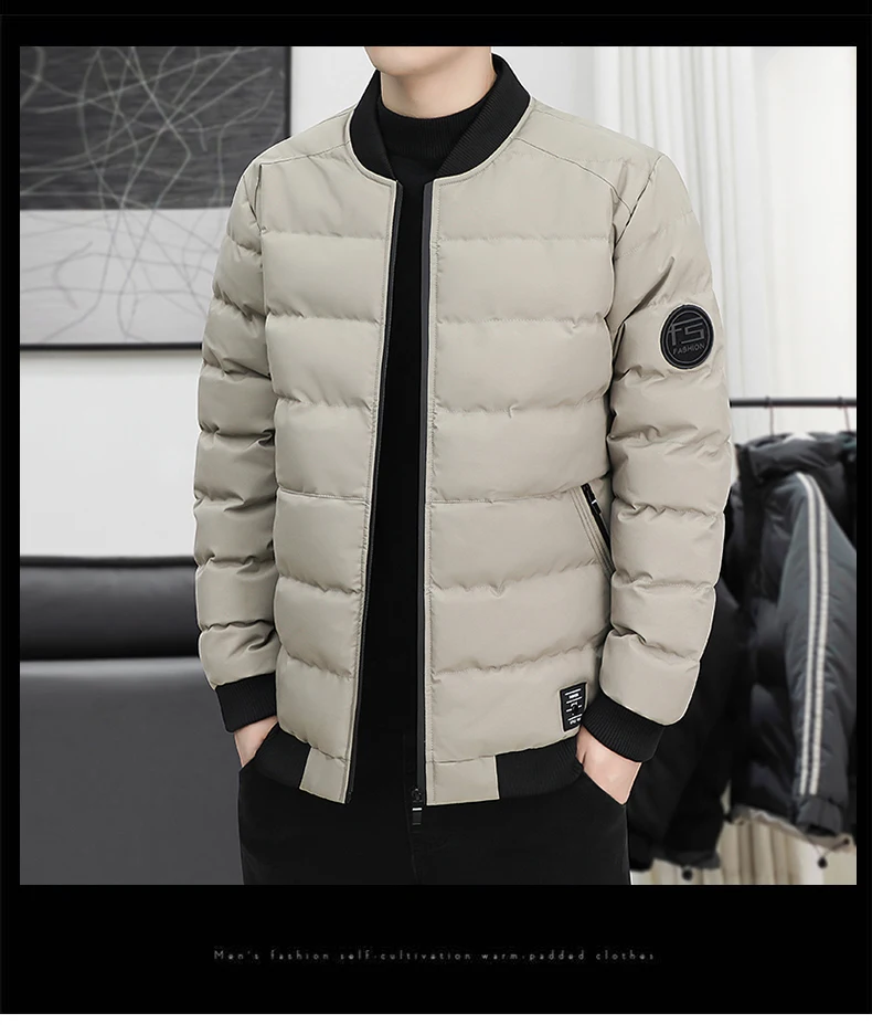 New Men's Outdoor Fashion Trend Windproof Warm Cotton Clothes Comfortable Versatile Breathable Sports Leisure Collar Jacket