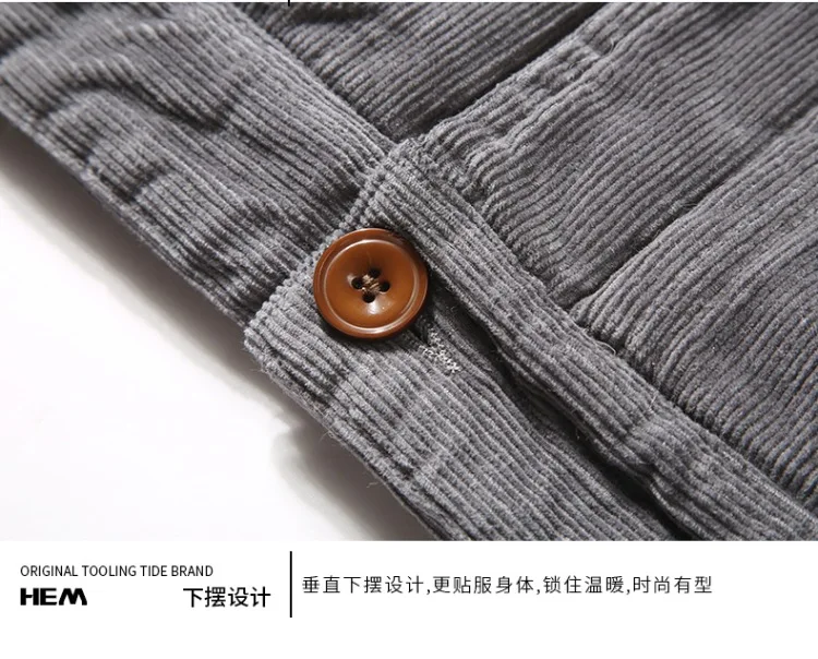 Winter Classic Corduroy Men's Cotton-Padded Clothes Standing Collar Casual Loose Coat Warm Cotton-Padded Jacket