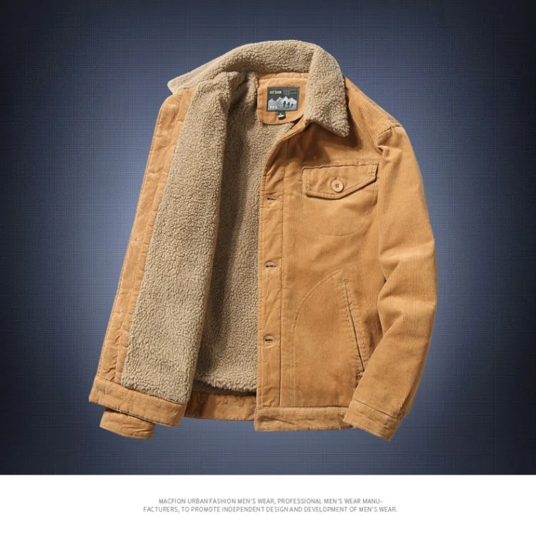 Winter Classic Corduroy Men's Cotton-Padded Clothes Standing Collar Casual Loose Coat Warm Cotton-Padded Jacket