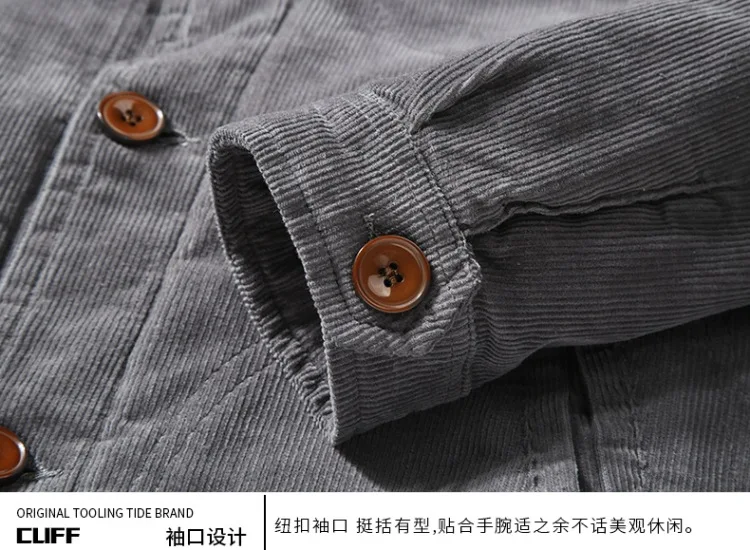 Winter Classic Corduroy Men's Cotton-Padded Clothes Standing Collar Casual Loose Coat Warm Cotton-Padded Jacket