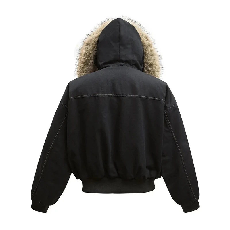Hip-hop Winter Men Coat New Casual Thick Warm Women Parka Coat Streetwear Loose Hooded Faux Mink Collar Couple Short Coat