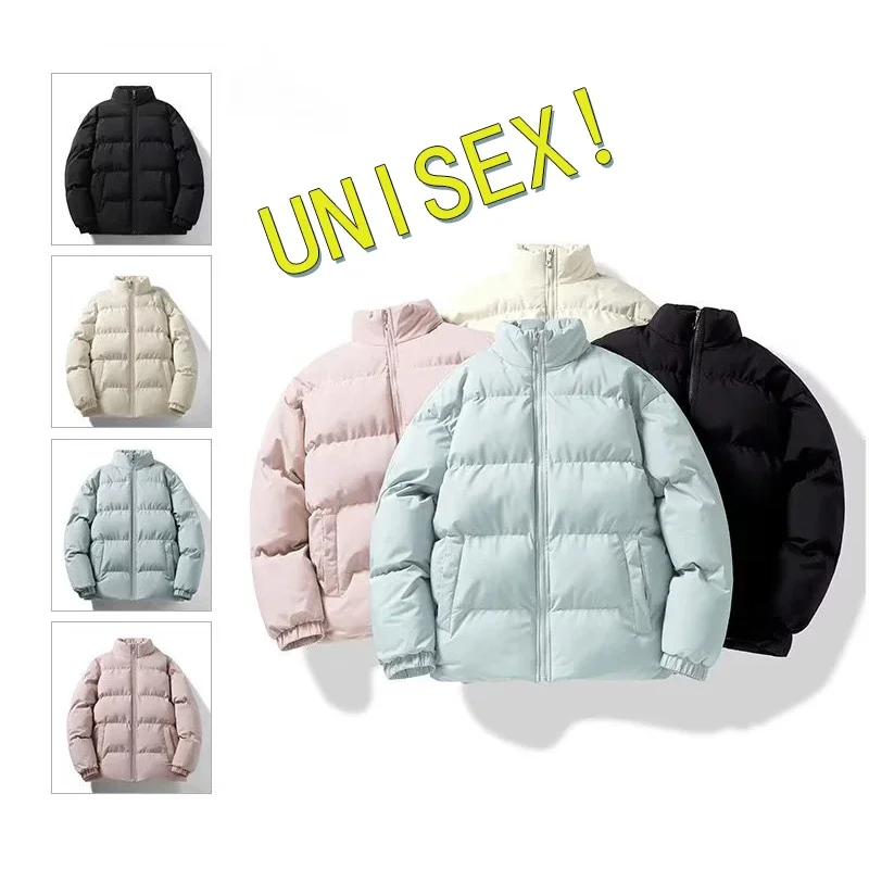 Winter Thermal Thick Unisex Jackets Fashion Warm Snow Couples Coat Parkas Loose Oversized Puffer Coat Outwear Apricot Blue Parka