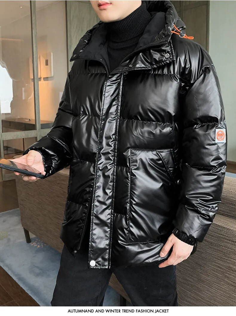 Plus size 8XL 7XL 6XL shiny coats Men Hood Warm Hip HOP winter Overcoat men's cotton-padded Parkas casual men's thickened Parka