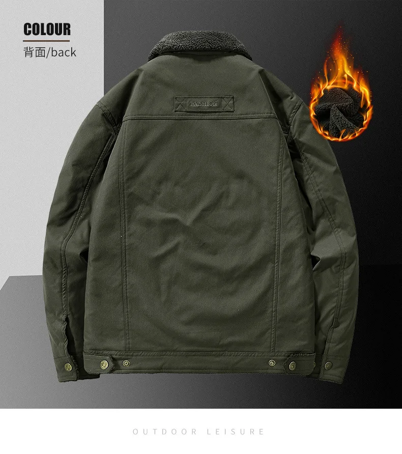Men's Casual Lapel Jacket 2025 Autumn/Winter Thickened Washed Cotton Fleece Fashionable Men's Coat